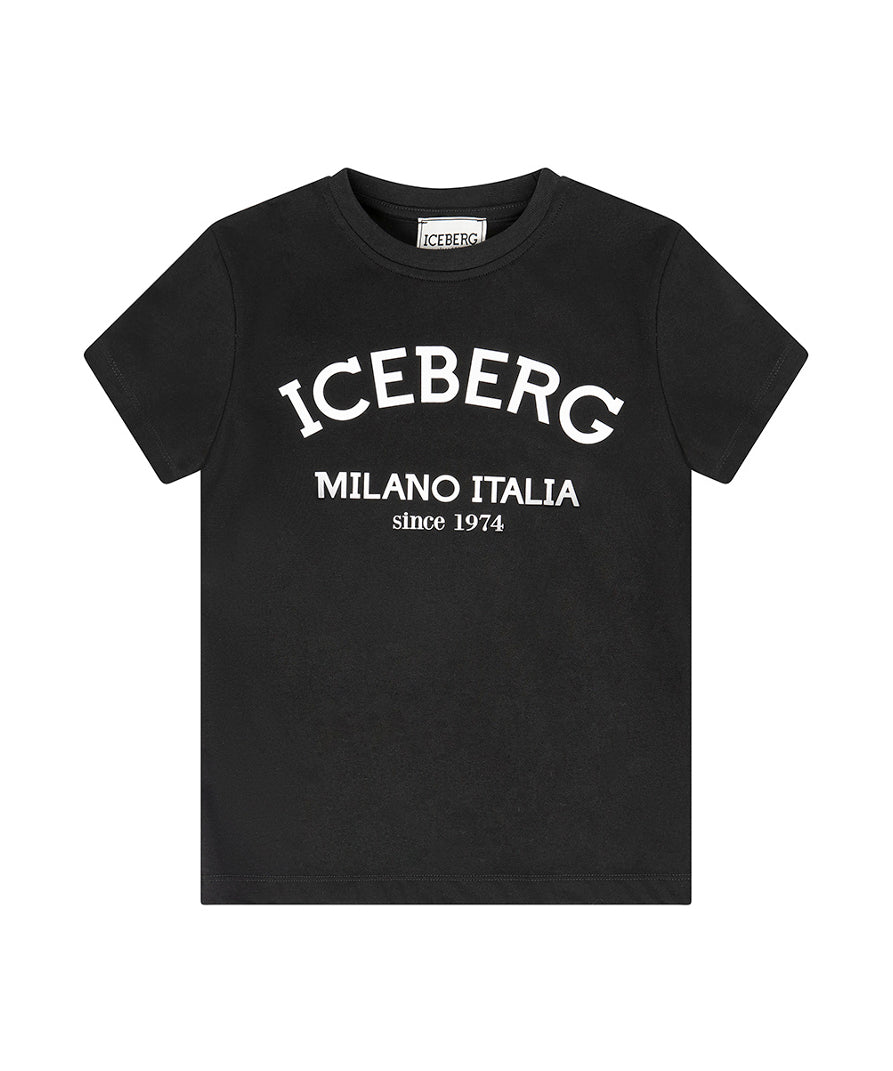 Iceberg Kids T-Shirt Nera con Logo per Bambini