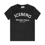 Iceberg Kids T-Shirt Nera con Logo per Bambini