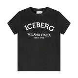 Iceberg Kids T-Shirt Nera con Logo per Bambini