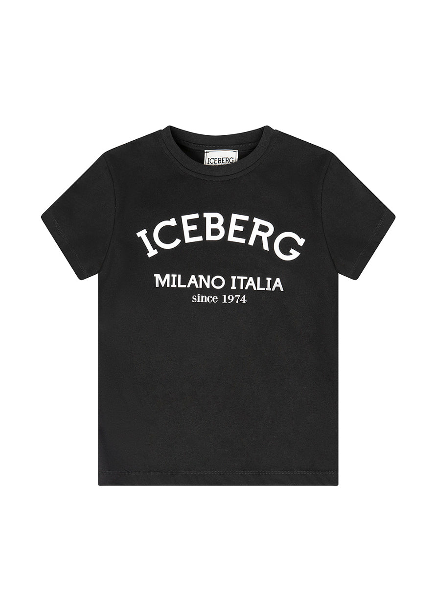 Iceberg Kids T-Shirt Nera con Logo per Bambini