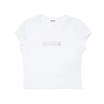 MSGM Kids T-shirt Bianca con Ricamo Logo per Bambine