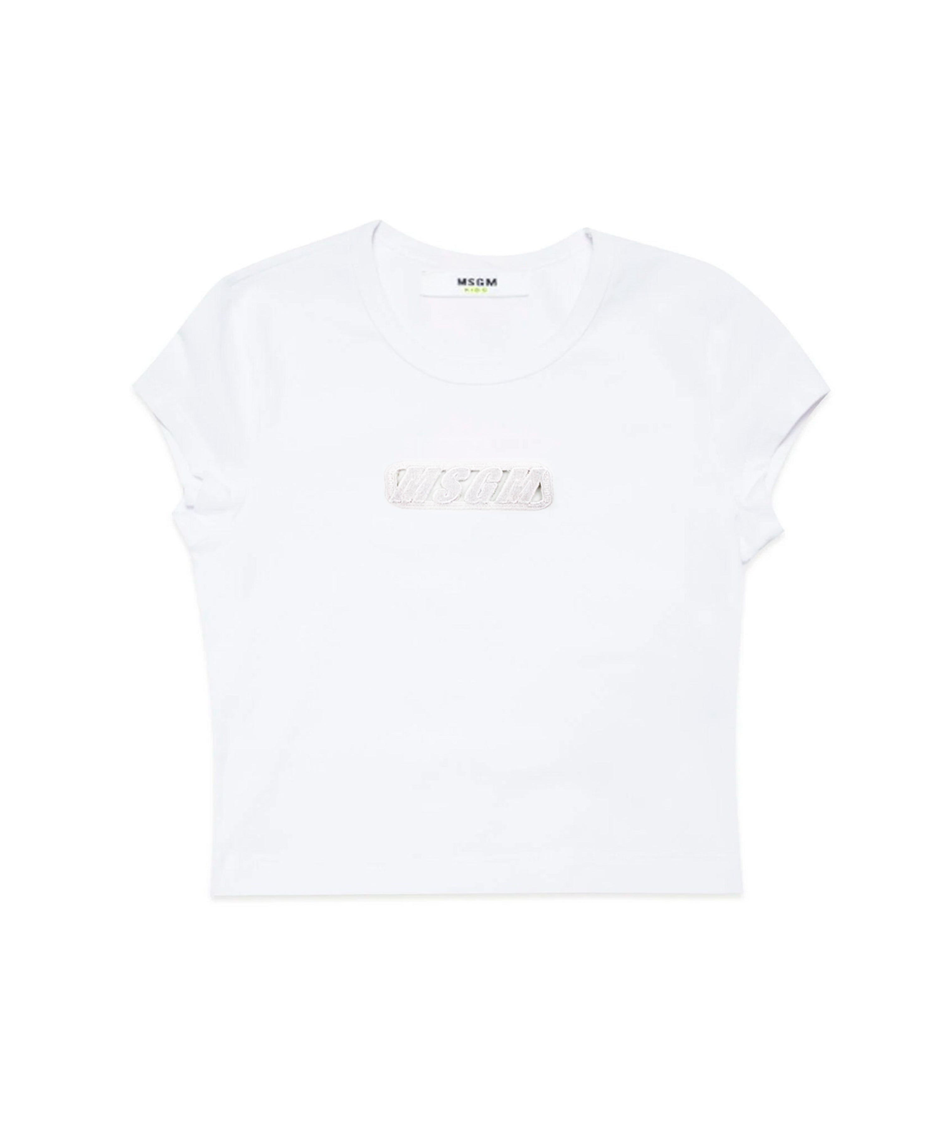MSGM Kids T-shirt Bianca con Ricamo Logo per Bambine