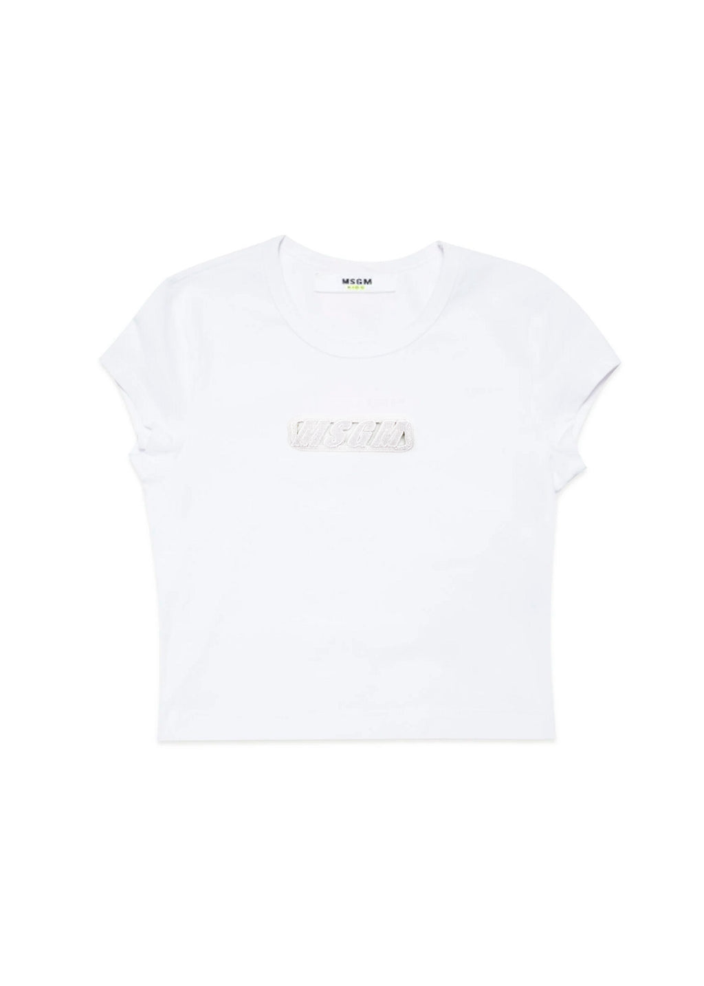 MSGM Kids T-shirt Bianca con Ricamo Logo per Bambine