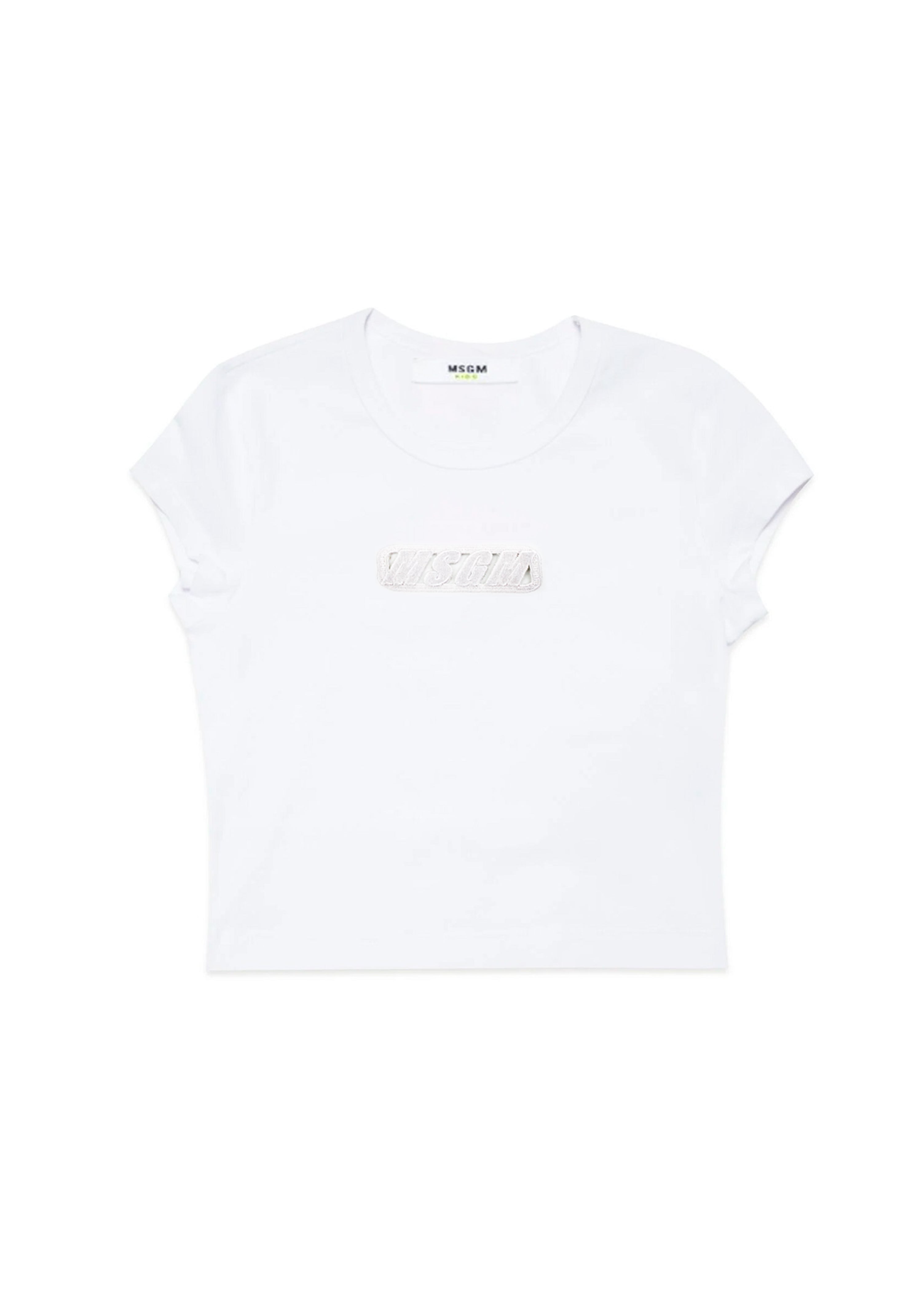 MSGM Kids T-shirt Bianca con Ricamo Logo per Bambine