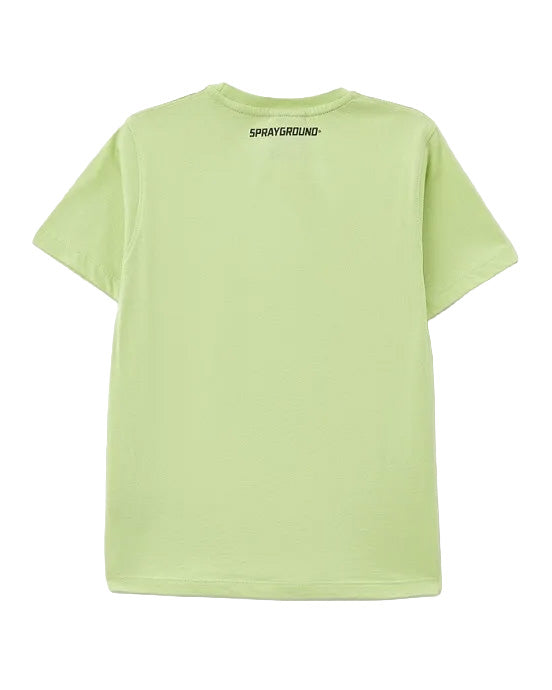 Sprayground Kids T-Shirt Verde Salvia con Stampa per Bambini