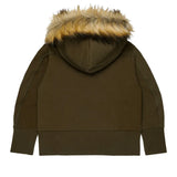 Dsquared2 Kids Felpa Verde Scuro con Dettagli in Pelliccia Unisex