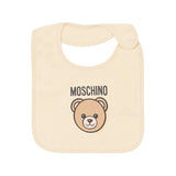 Moschino Kids Set Beige con Cappellino e Bavaglino con Stampa Teddy Bear e Logo Unisex