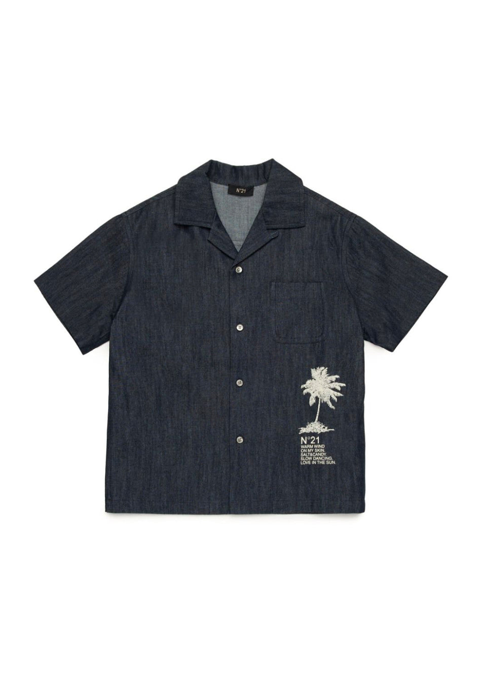 N°21 Kids Camicia Jeans con Stampa Palm Tree per Bambini