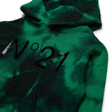 N°21 Kids Felpa con Cappuccio Verde/Nero Tie Dye per Unisex Bambini