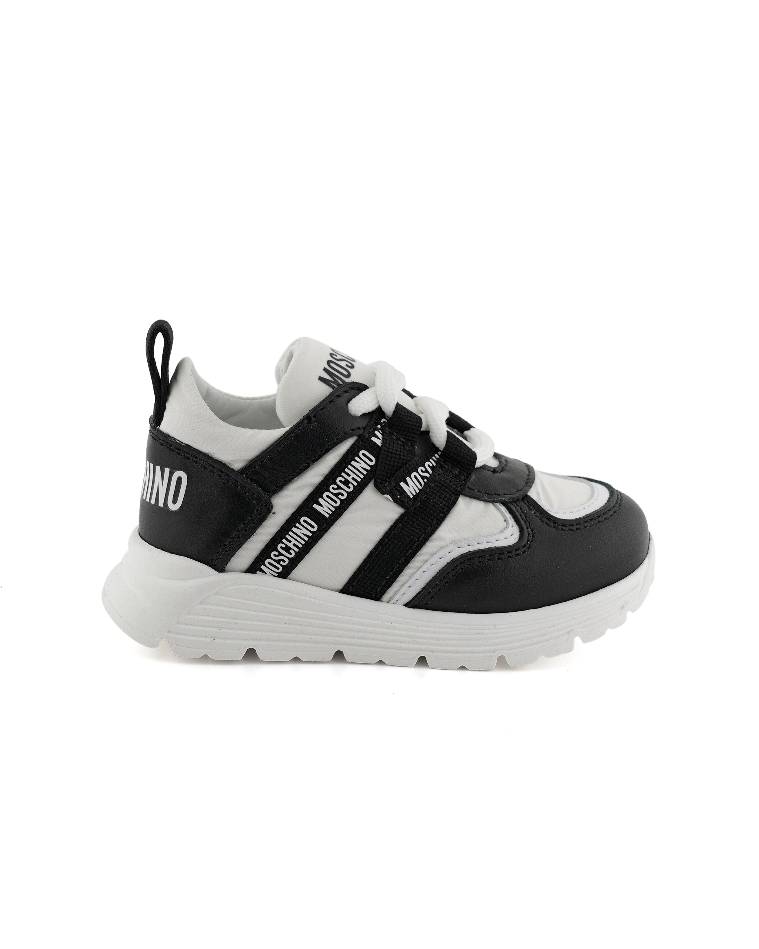 Moschino Kids Scarpette Bianco Nero per Bambini