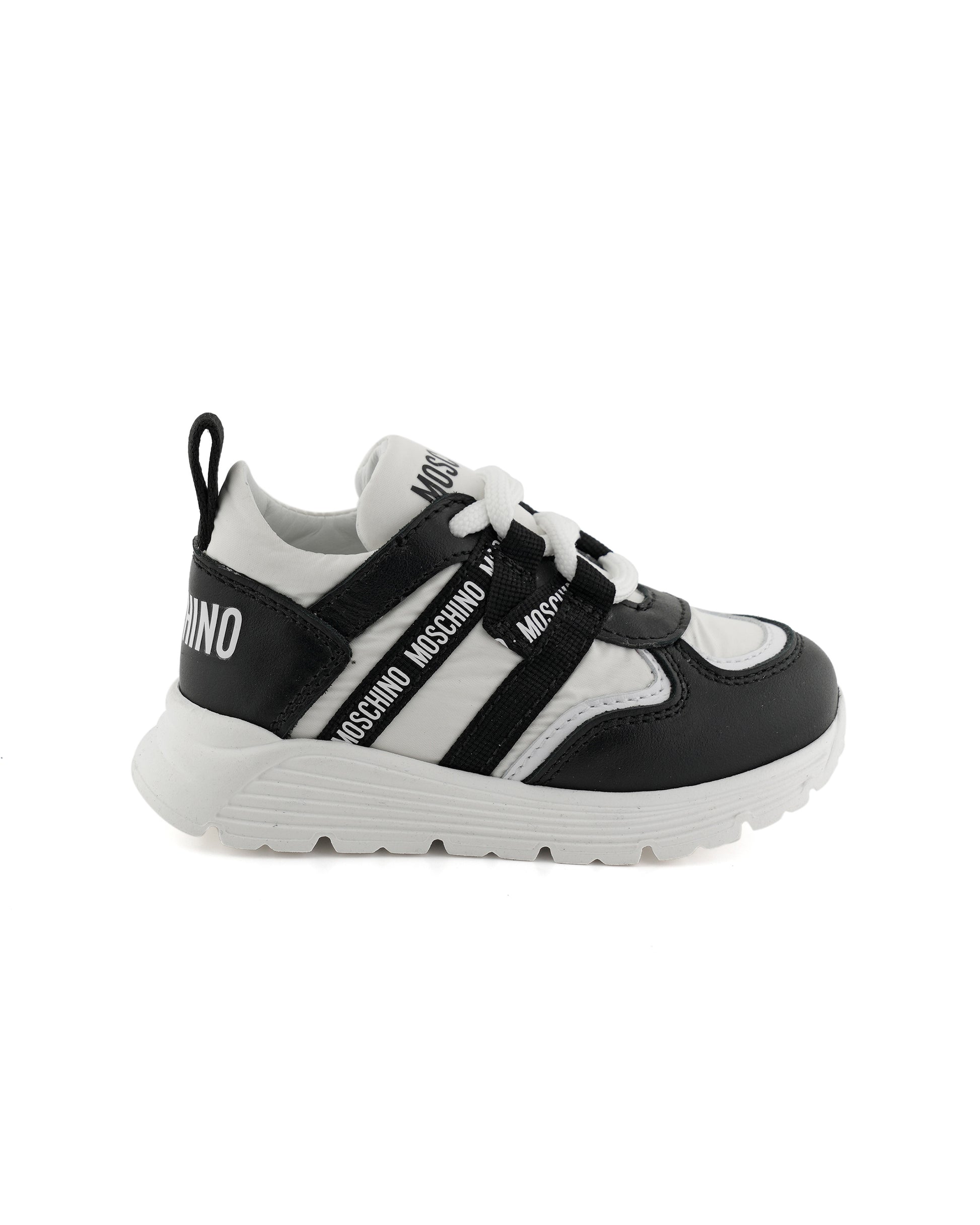 Moschino Kids Scarpette Bianco Nero per Bambini