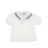 Elisabetta Franchi La Mia Bambina Polo Avorio con Maniche a Sbuffo per Neonate