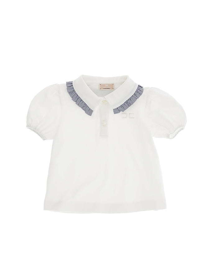 Elisabetta Franchi La Mia Bambina Polo Avorio con Maniche a Sbuffo per Neonate
