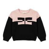 Elisabetta Franchi La Mia Bambina Maglioncino Marshmallow e Nero con Logo a Contrasto per Neonate
