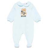 Moschino Kids Tutina Celeste con Stampa Toy per Neonati