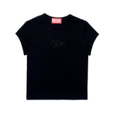 Diesel Kids Black T-Shirt with Oval D Logo for Girls