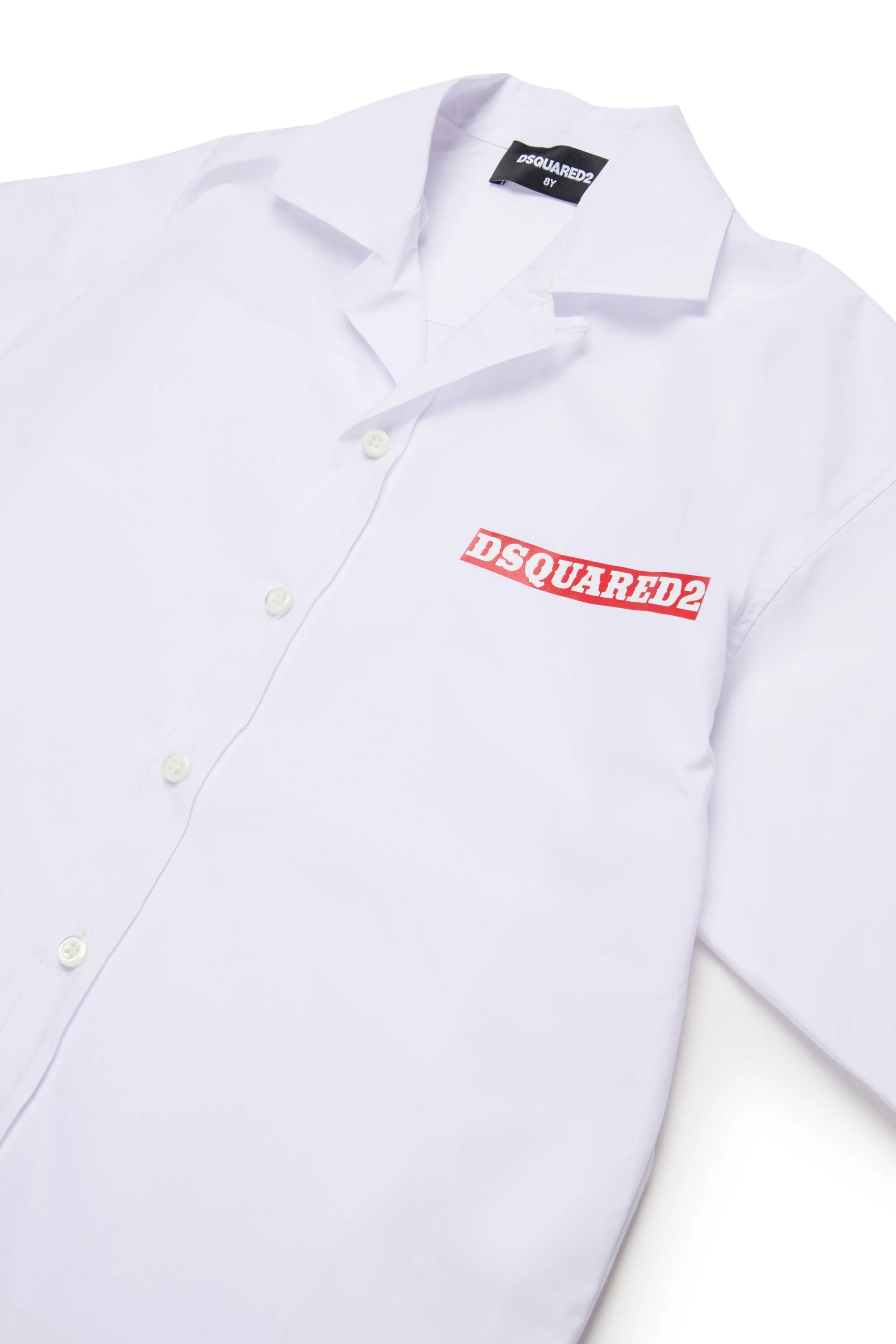 Dsquared2 Kids Camicia Bianca con Logo stampato sul Fronte e Stampa sul Retro per Bambini