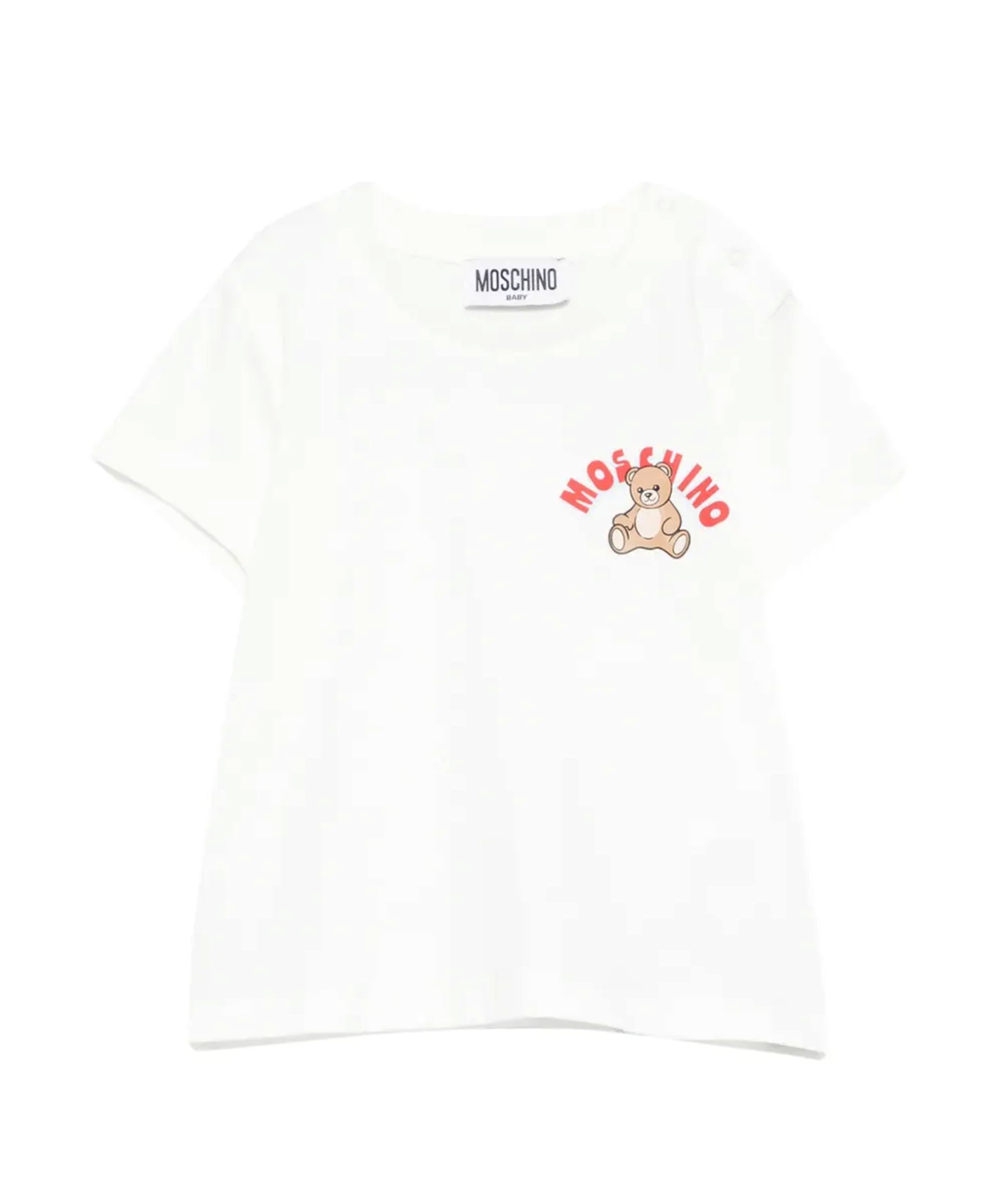 Moschino Kids T-Shirt Panna con Logo Teddy Bear per Neonati