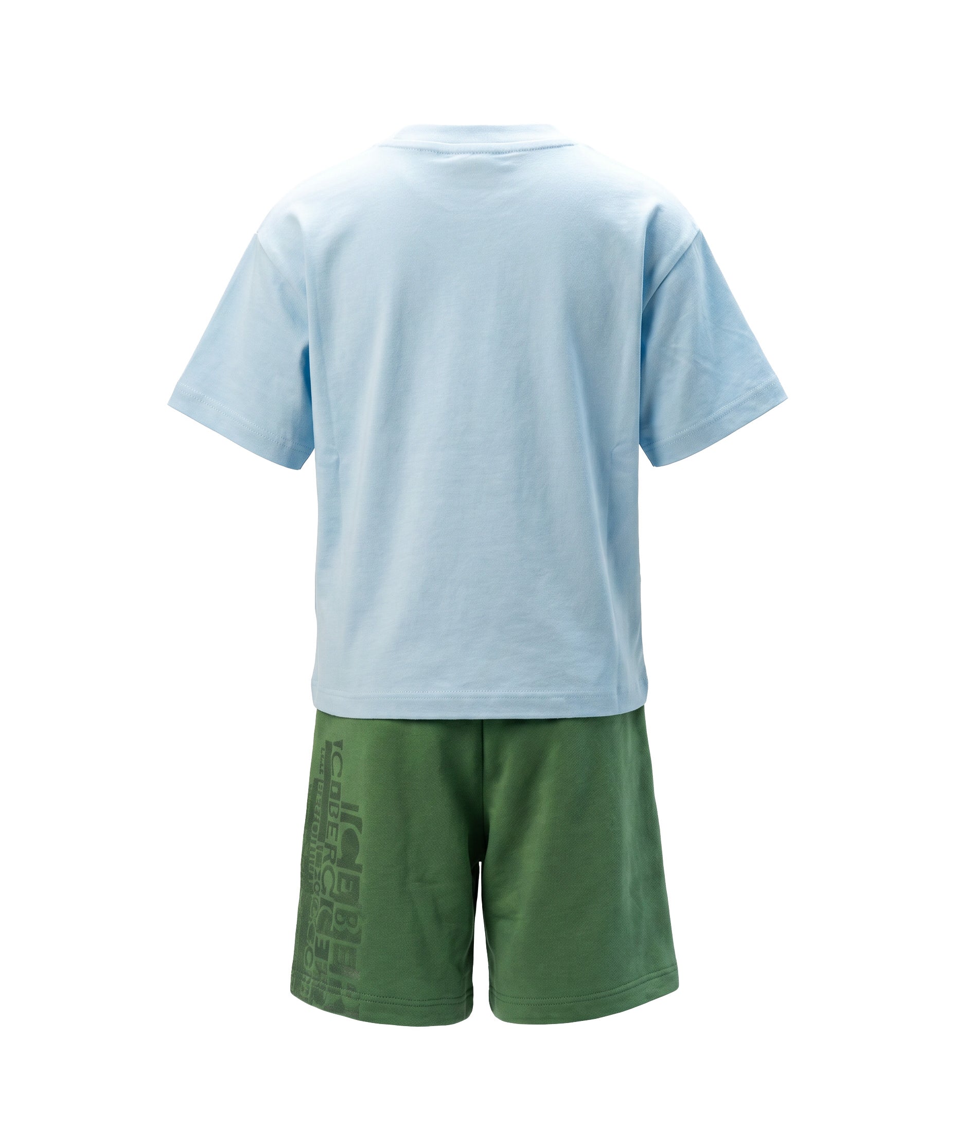 Iceberg Kids Completo T-Shirt Cielo con Short Verde con Stampe per Bambini