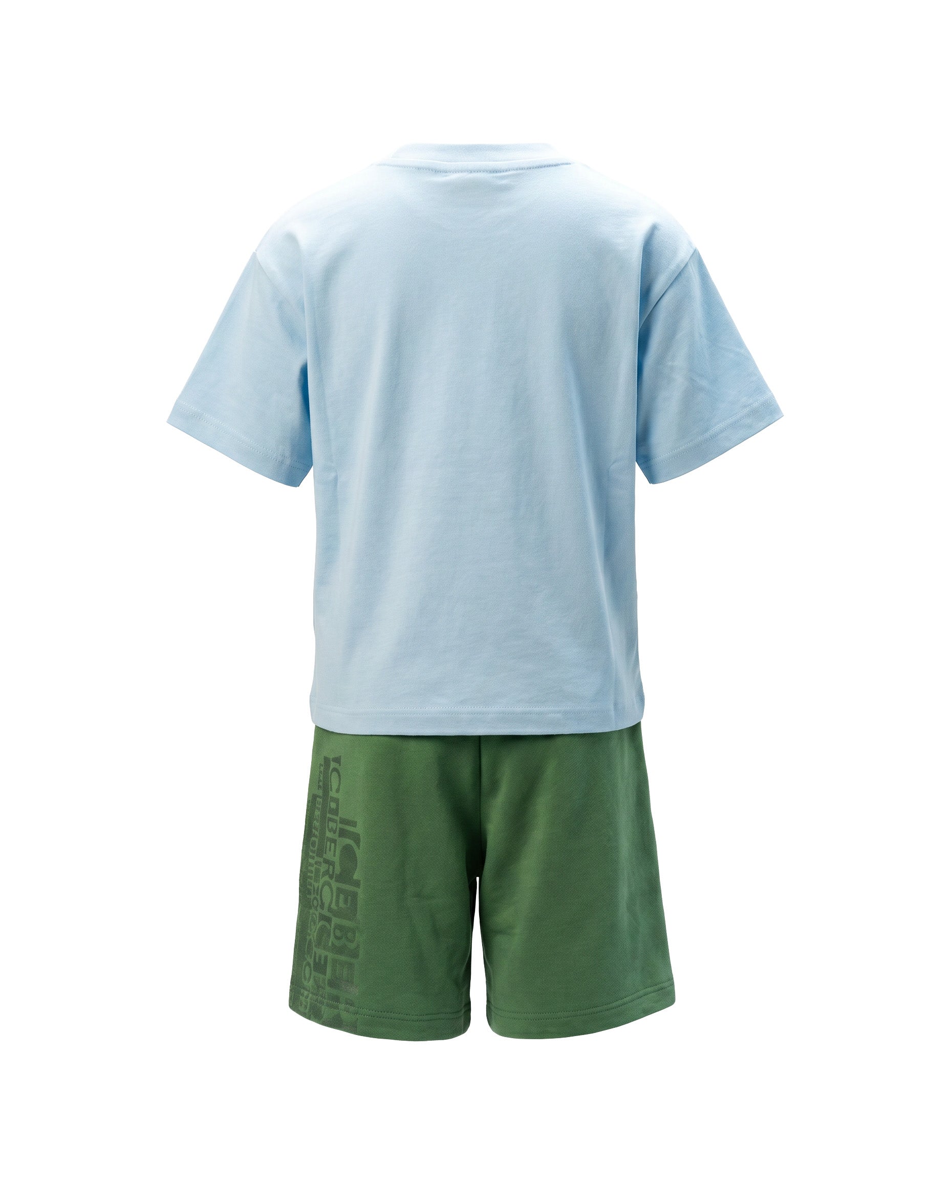 Iceberg Kids Completo T-Shirt Cielo con Short Verde con Stampe per Bambini