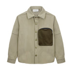 Yes London Camicia Crema/Tabacco con Tasca per Bambini