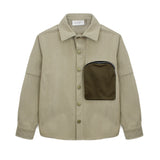 Yes London Camicia Crema/Tabacco con Tasca per Bambini