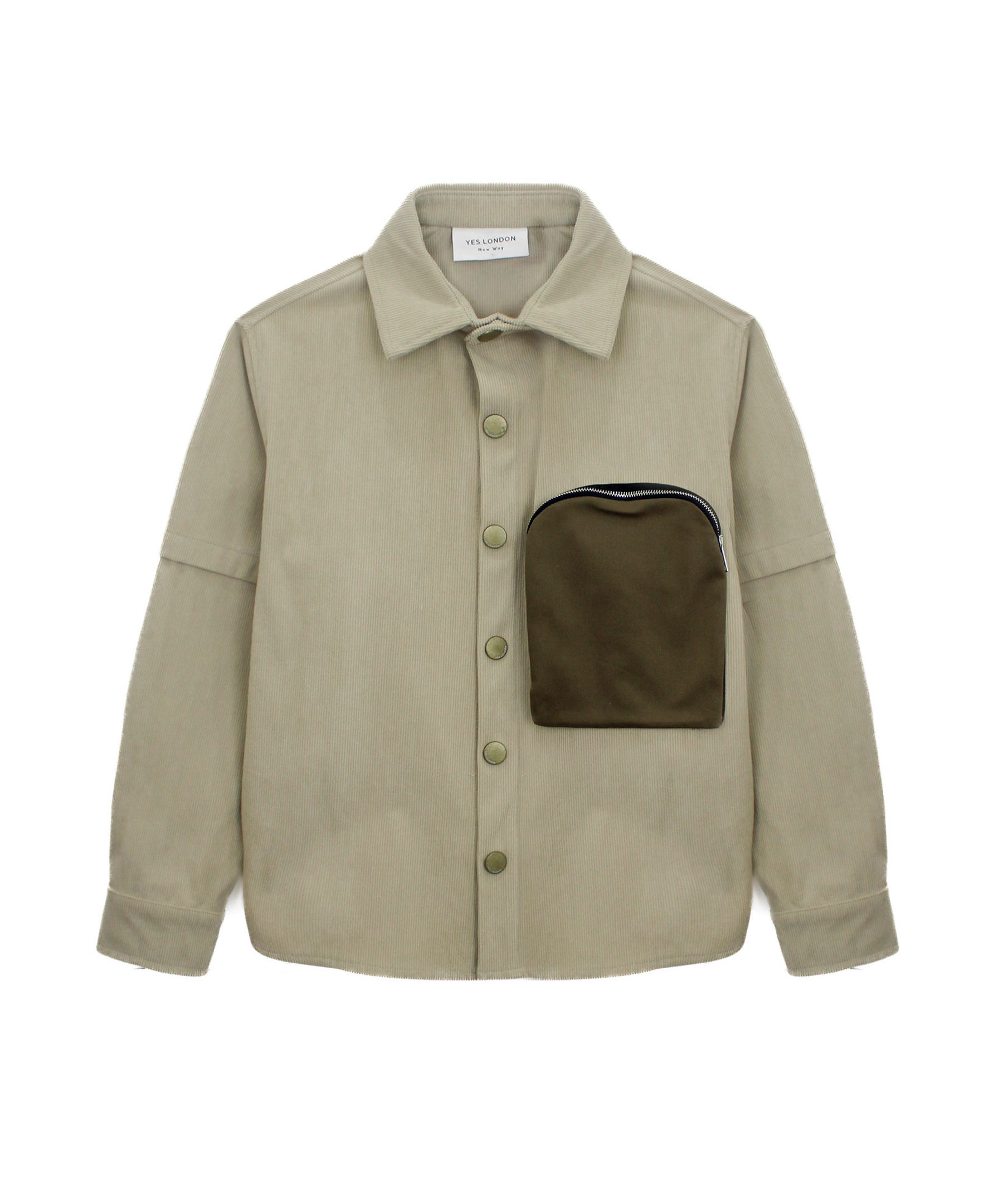 Yes London Camicia Crema/Tabacco con Tasca per Bambini