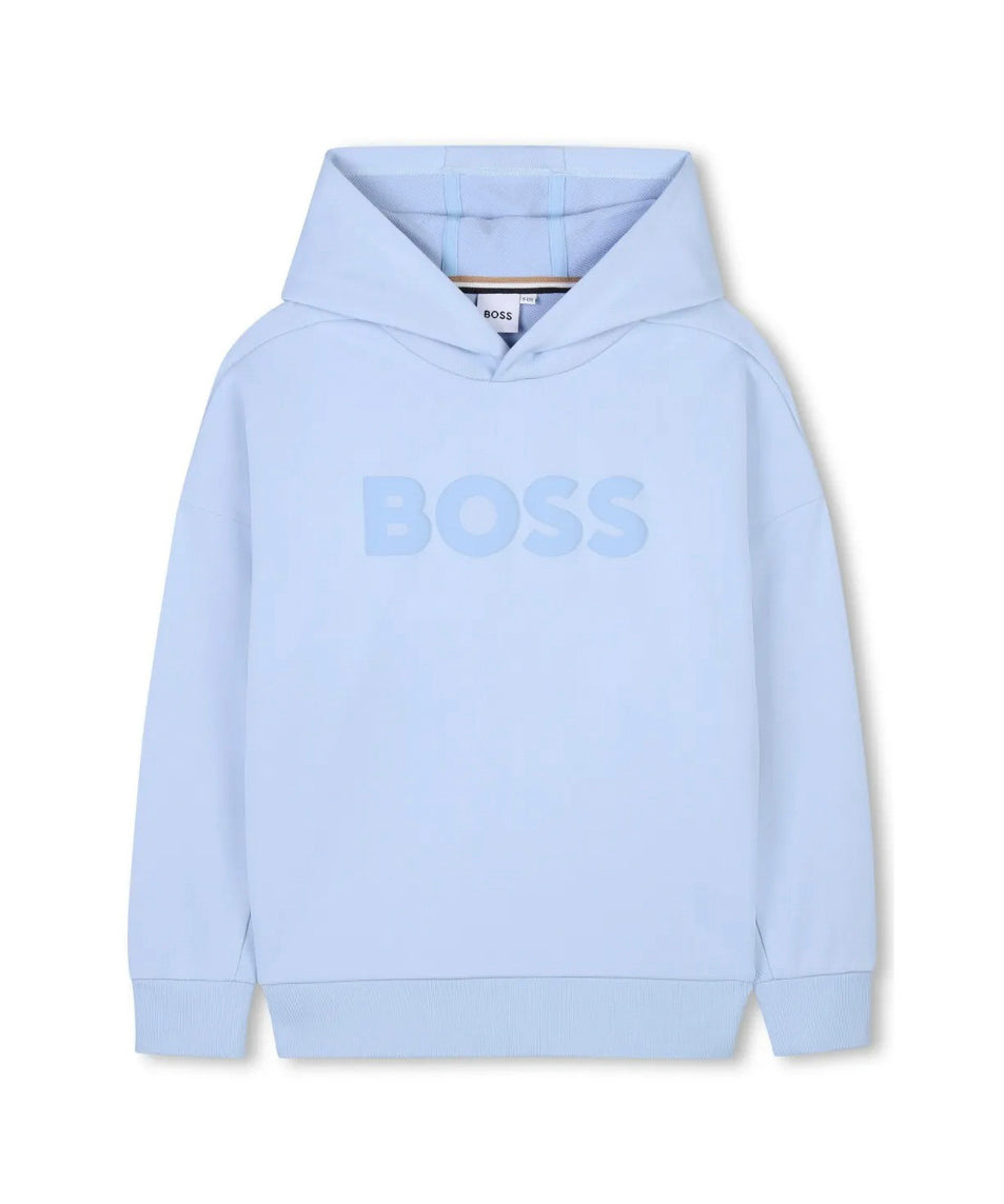 Boss Kids Felpa con Cappuccio Celeste per Bambini