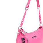 Msgm Kids Borsa a Spalla Fucsia con Catena (lato)