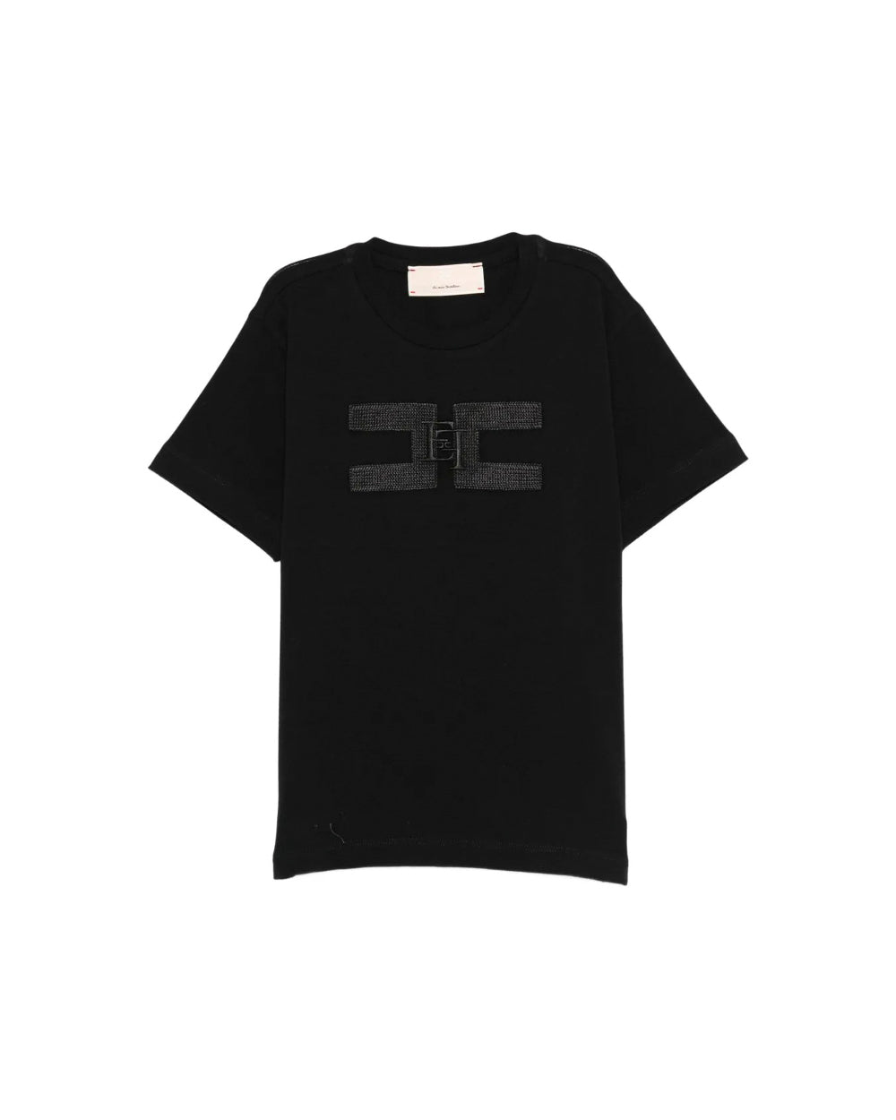 Elisabetta Franchi La Mia Bambina T-shirt Nera con Ricamo Logo per Bambine