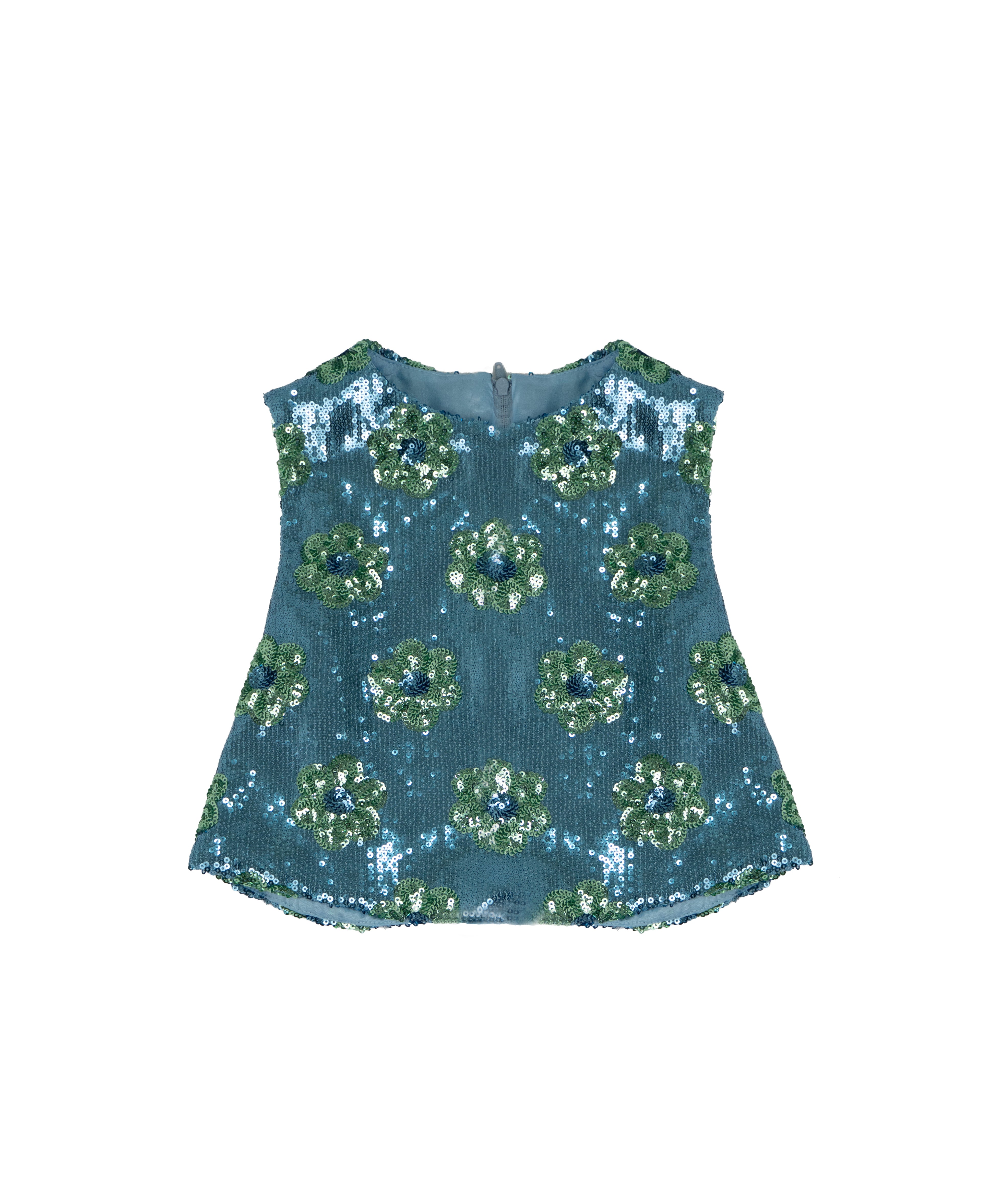 Pinko Kids Top con Pailettes Azzurro/Verde per Bambine