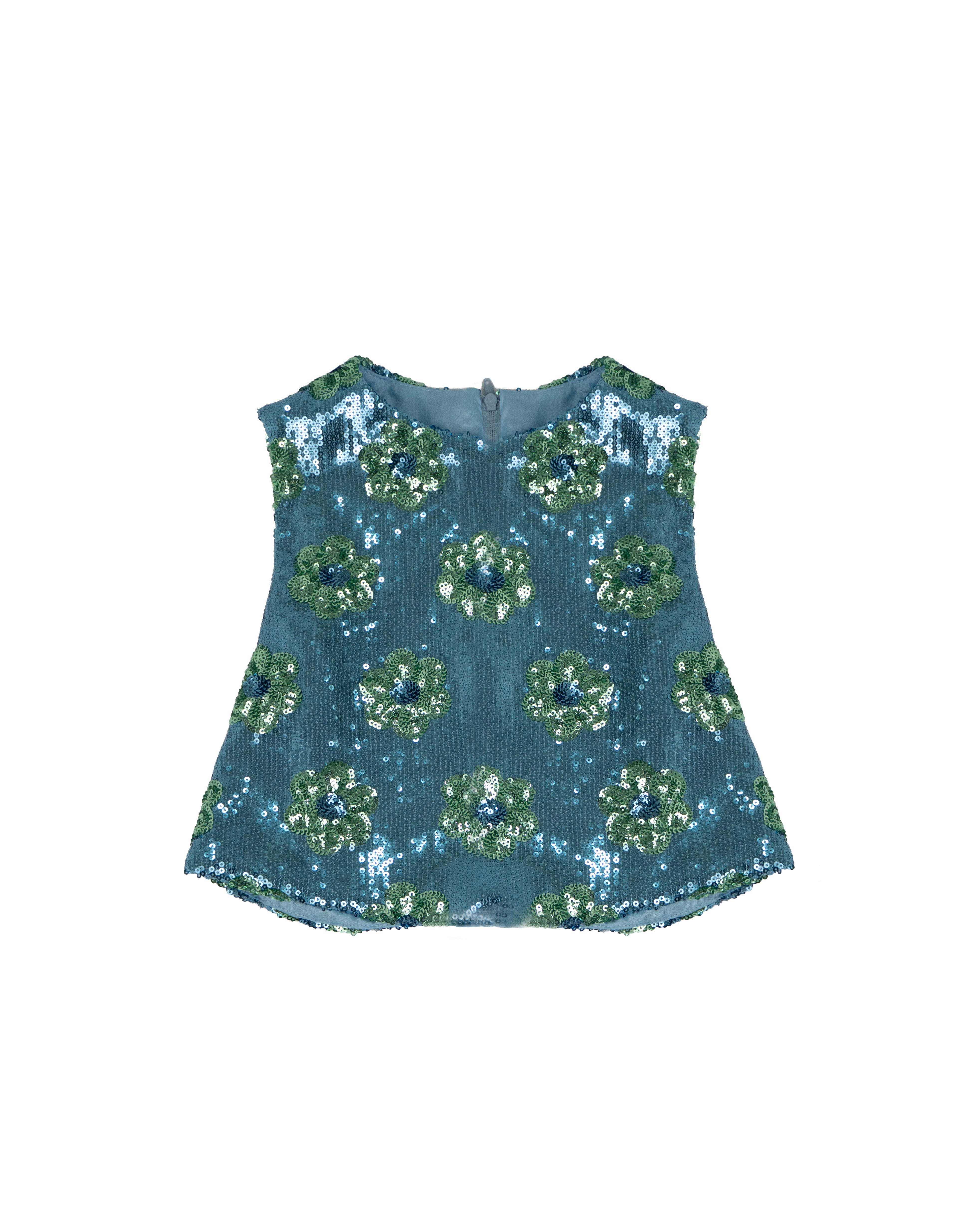 Pinko Kids Top con Pailettes Azzurro/Verde per Bambine