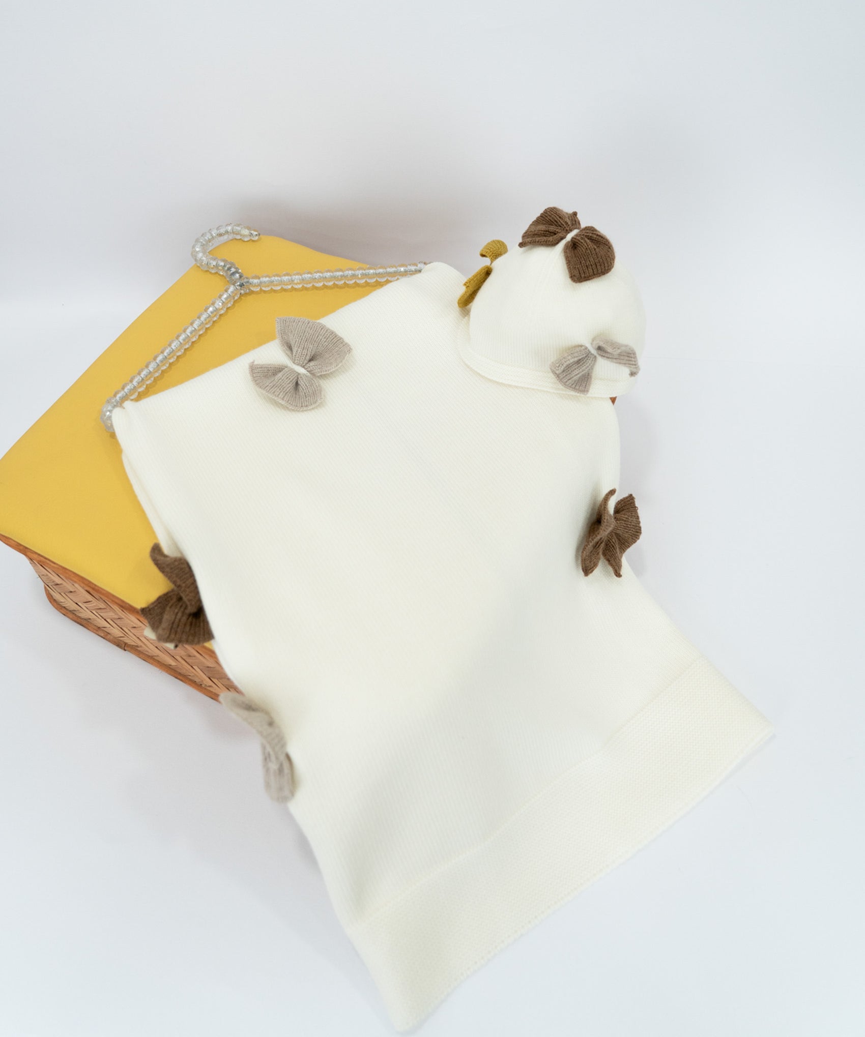 Le Coconnè Coperta Bianca con Fiocchi per Neonate