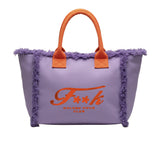 F**K Kids Maxi Borsa Viola e Arancione con Logo per Bambine