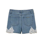 Twinset Kids Short in Denim con Dettagli in Pizzo per Bambine e Neonate