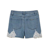 Twinset Kids Short in Denim con Dettagli in Pizzo per Bambine e Neonate