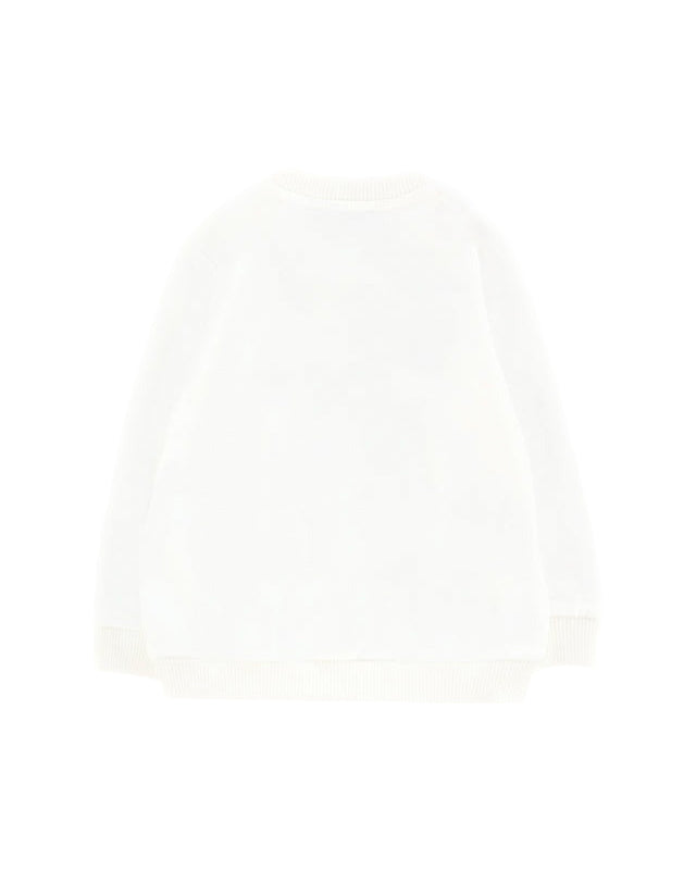 Moschino Kids Felpa Girocollo Panna con Logo per Neonati