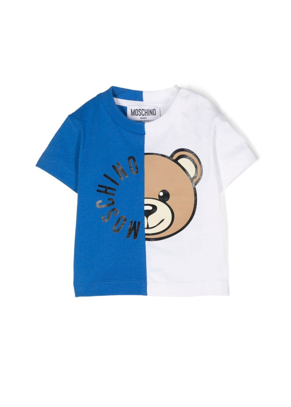 Moschino Kids T-Shirt Blu/Bianca con Stampa Teddy Bear per Neonati