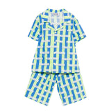 Moschino Kids Completo Camicia+Bermuda Verde/Blu per Bambini