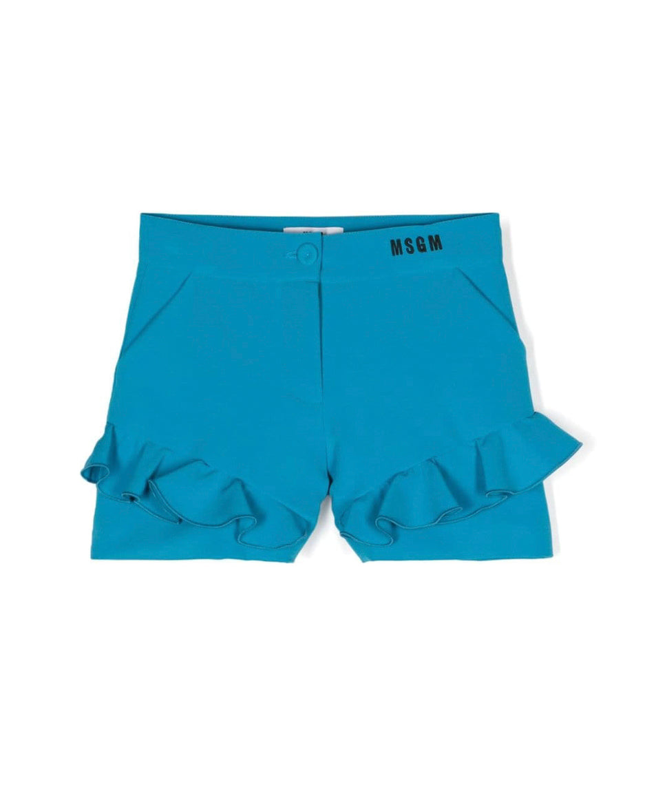 MSGM Kids Short Turchese con Ruches per Bambine