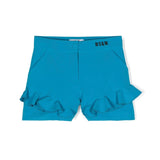 MSGM Kids Short Turchese con Ruches per Bambine