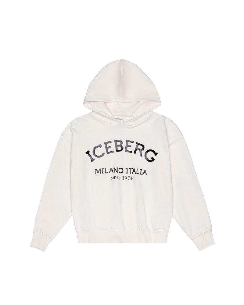 Iceberg Kids Felpa Off-White con Stampa Logo Unisex