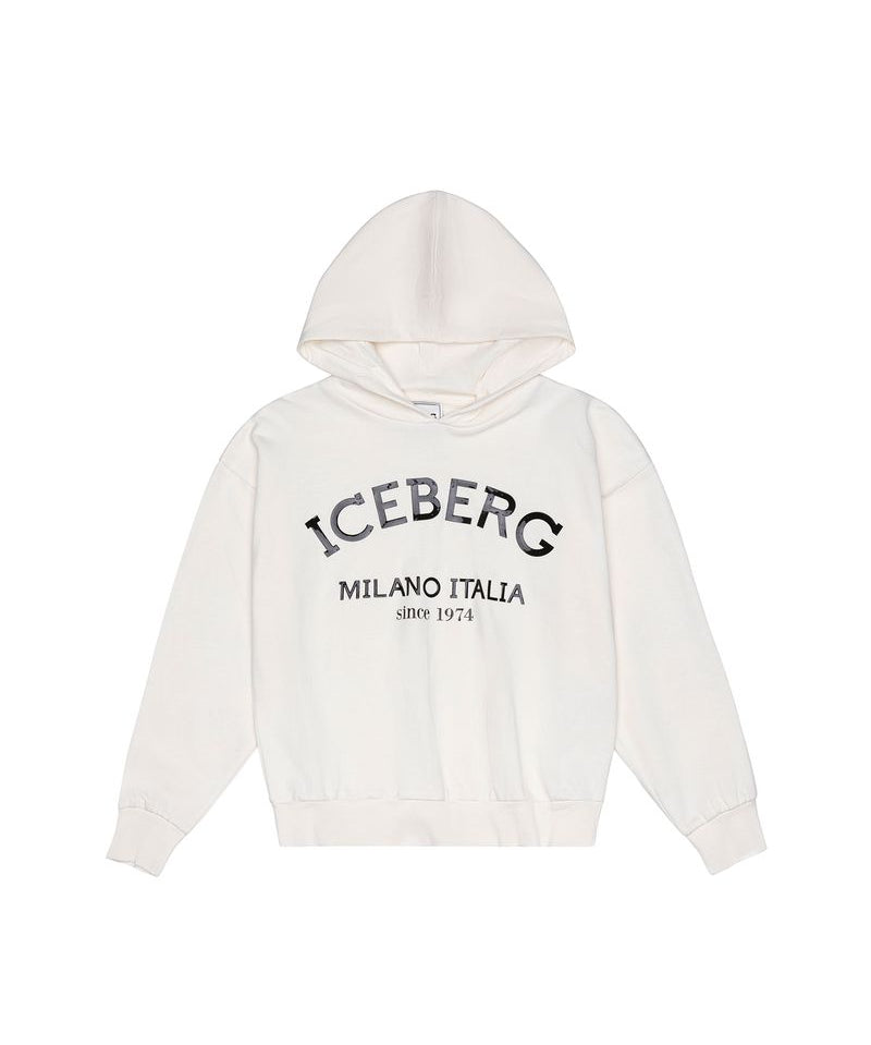 Iceberg Kids Felpa Off-White con Stampa Logo Unisex