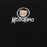 Moschino Kids Felpa Nera Girocollo con Stampa Teddy Bear e Logo per Bambini
