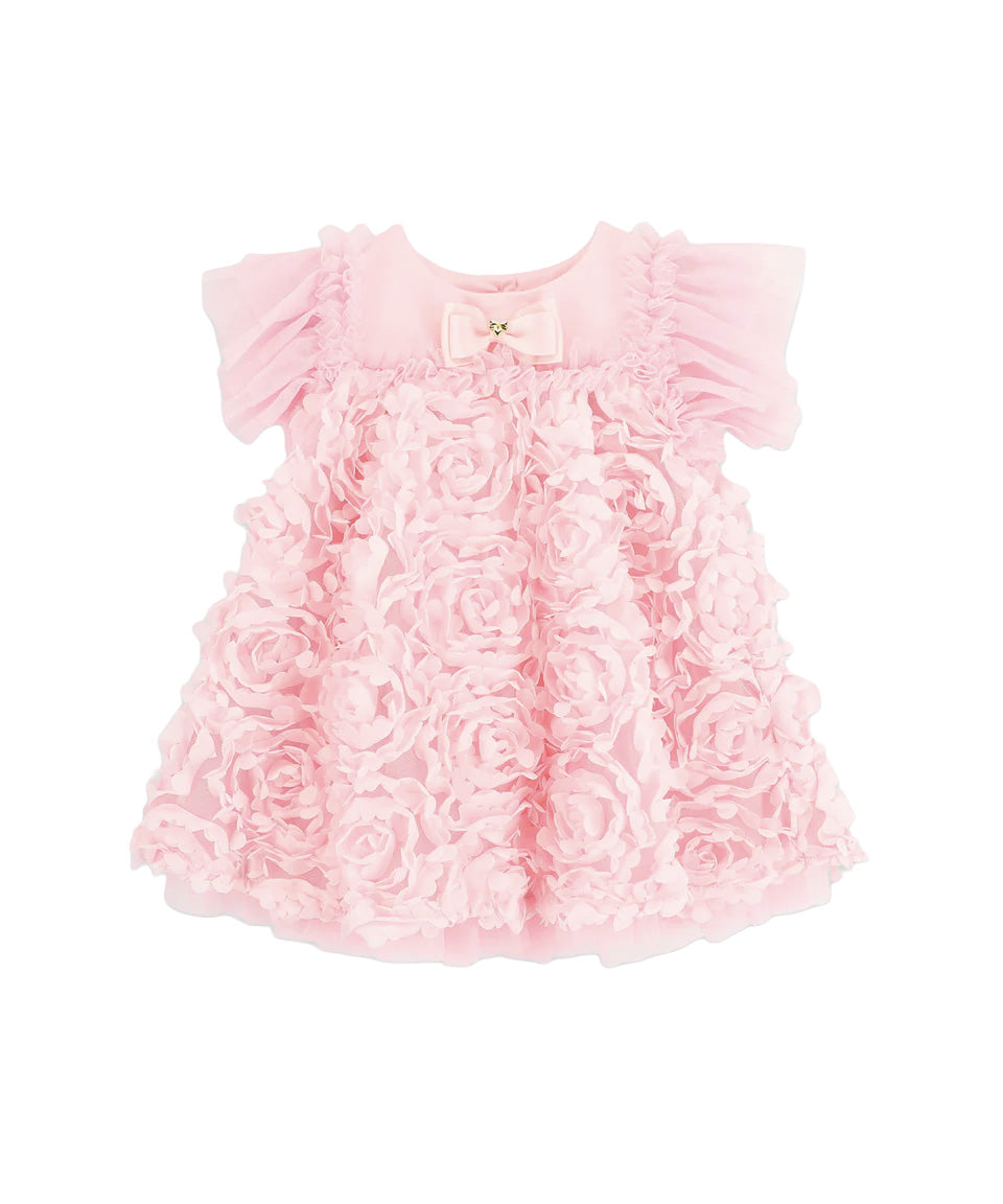 Angel's Face Kids Pennie Abito Rosa con Applicazioni Rose per Neonate