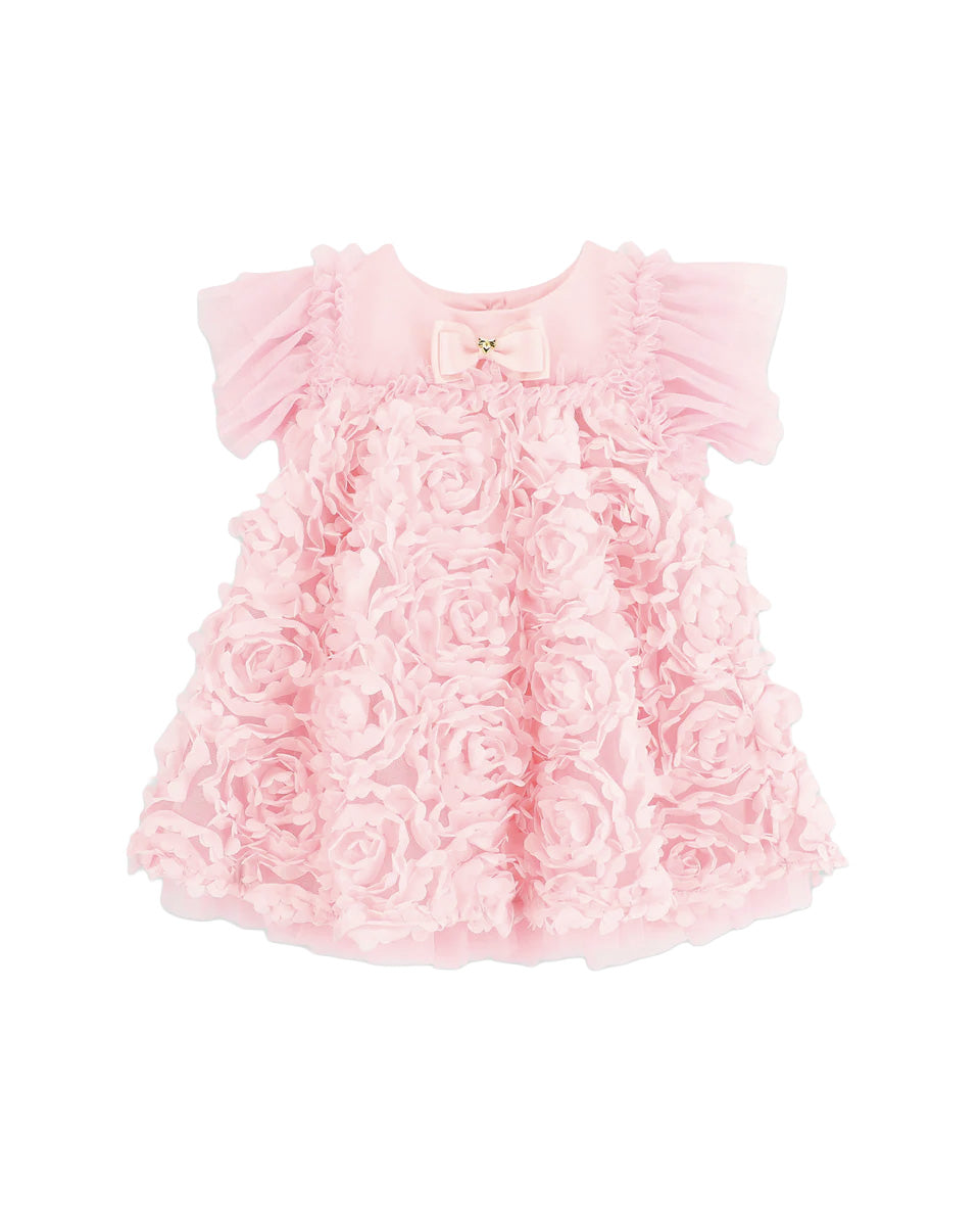 Angel's Face Kids Pennie Abito Rosa con Applicazioni Rose per Neonate