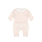 Marlù Completo 2pz Rosa/Bianco con Colletto Rouche per Neonate