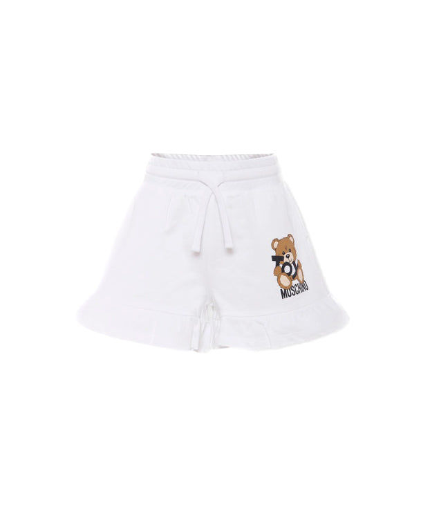 Moschino Kids Shorts Bianco con Stampa Toy per Bambine