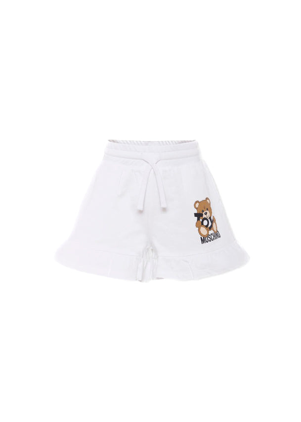Moschino Kids Shorts Bianco con Stampa Toy per Bambine
