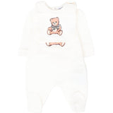 Moschino Kids Tutina con Bavetta Panna con Teddy per Neonate